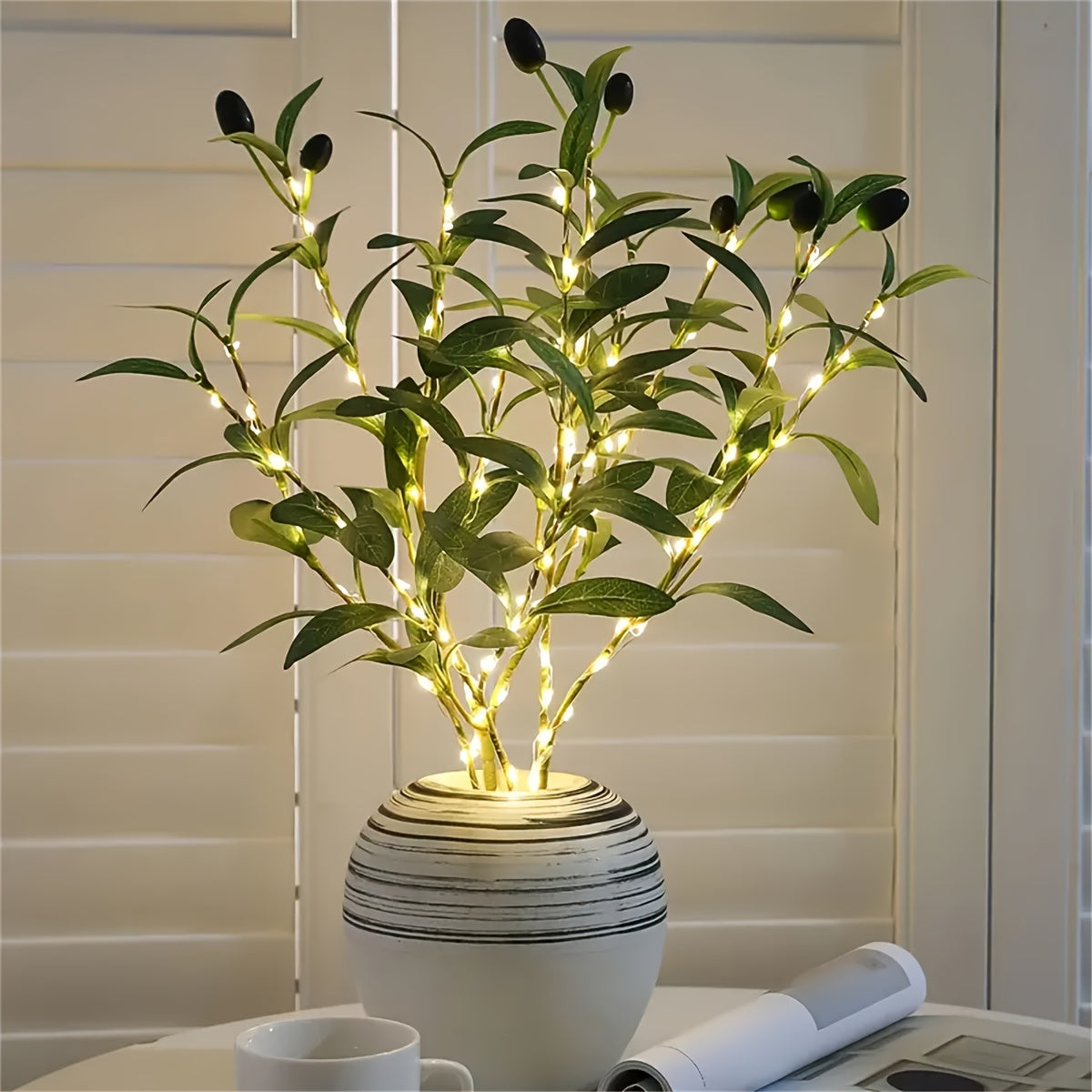 LED Indoor Decor Olive Tree Lighted Faux Greenery for Weddings Holidays Christmas