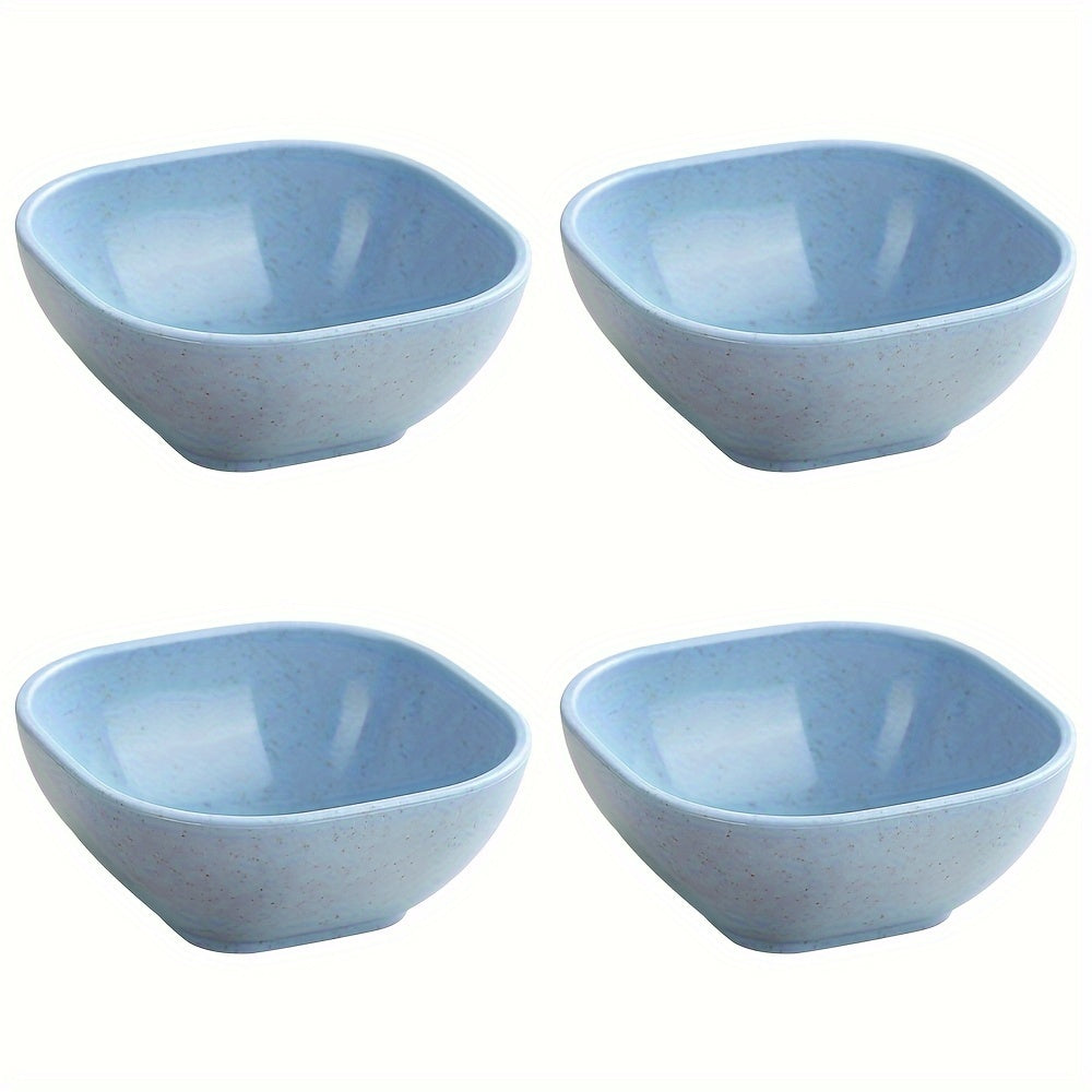 Set of 4 Colorful Wheat Straw Square Sauce Dishes for Jam Vinegar and Seasonings