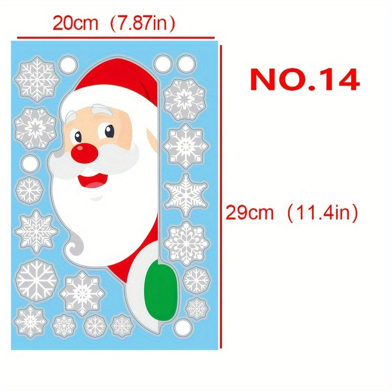 Christmas Window Clings Set with Snowflake and Santa Designs for Holiday Decor