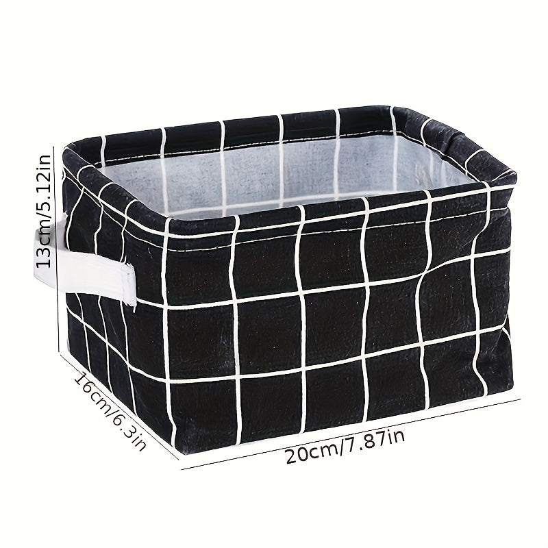 Black and White Grid Pattern Storage Basket for Home and Desk Organization