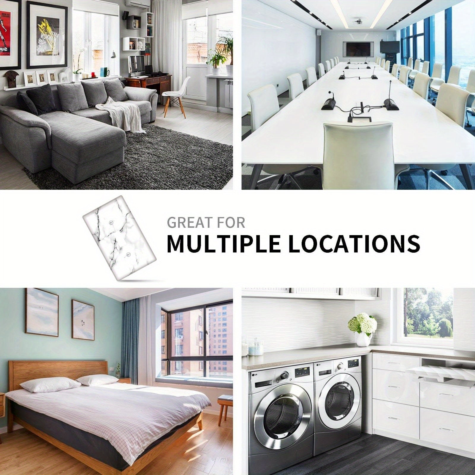 Marble Print Switch Plate Cover in White and Gray Easy to Clean Wall Decor