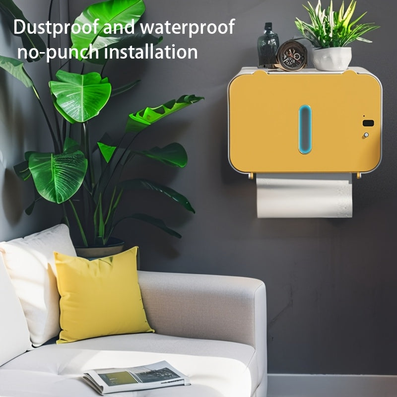 Automatic Quiet Paper Dispenser with Motion Sensor USB Charging No-Drill Bathroom Tissue Holder
