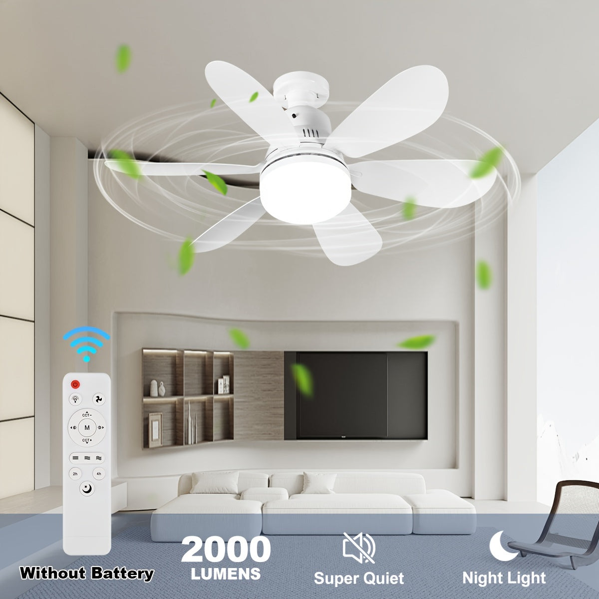 2-Pack LED Smart Ceiling Fan Lights with Remote Control E26/E27 Adjustable Lighting and Speed