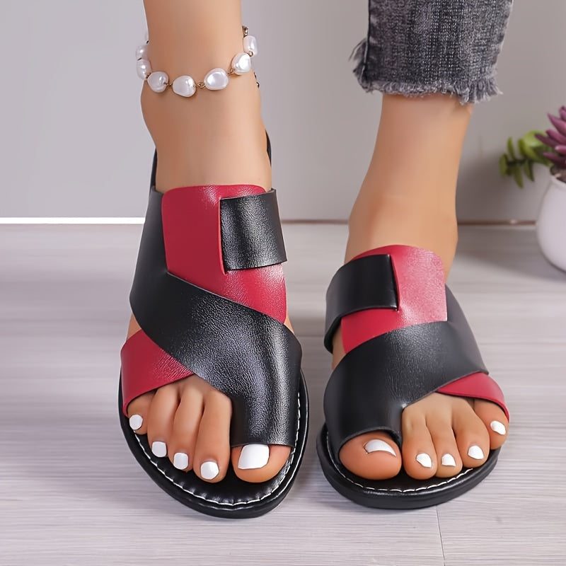Women's Color Block Summer Flat Toe Sandals Breathable Comfort