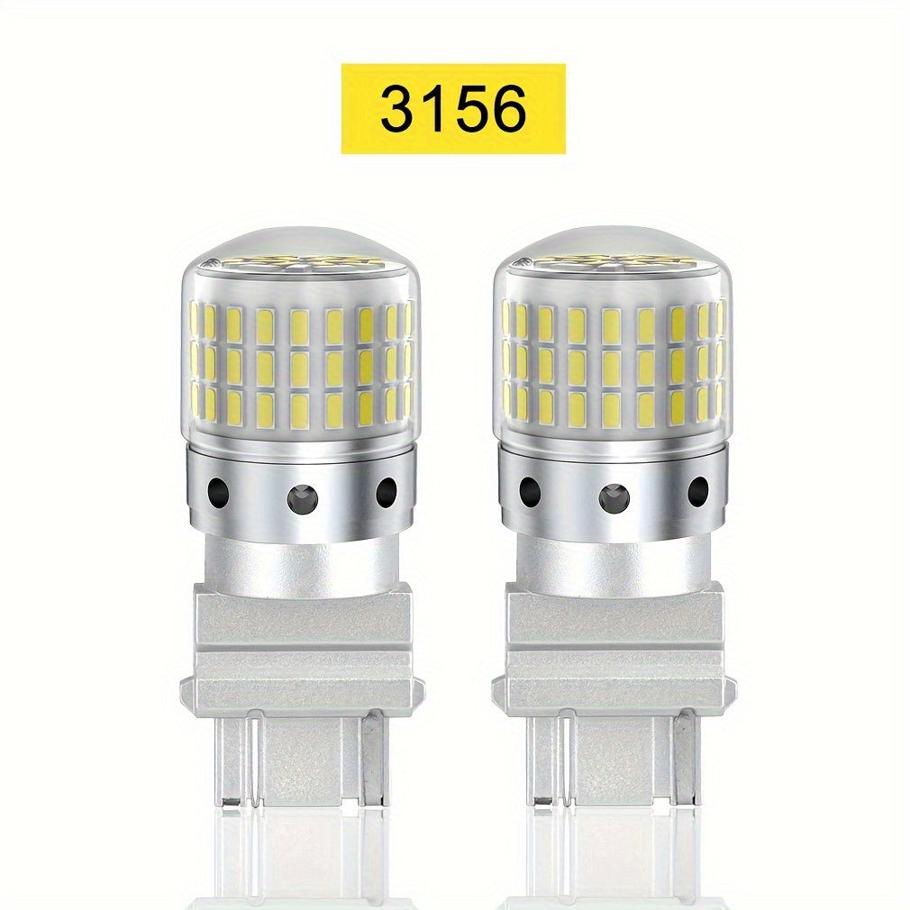 2 Pack LED Car Turn Signal and Reverse Bulbs White 1156 7440 3157 P21W
