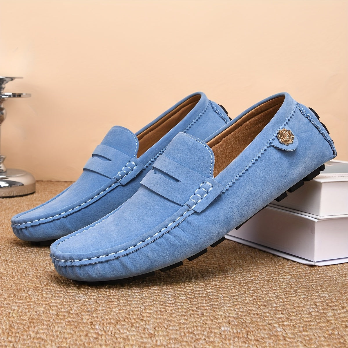 Men's Casual Loafers Microfiber Synthetic Leather Non-Slip Rubber Sole All-Season