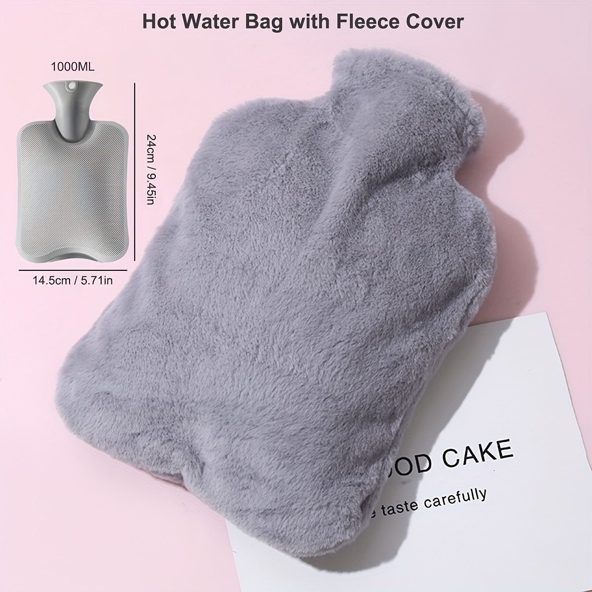 Large 1000ml Hot Water Bottle with Fleece Cover for Cozy Warmth