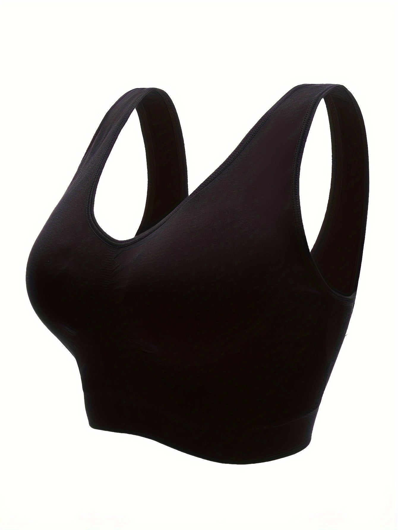 Plus size ayollar uchun shikastlanmagan sport bra, dumaloq bo’yinli, bir rangli faol kiyim