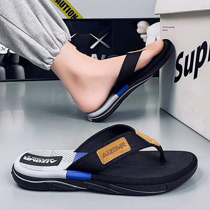 Erkaklar uchun yozgi flip-floplar, sirpanmaydigan, hidga chidamli, kamarga qo'llab-quvvatlovchi, yashil va sariq chiziqli dizayn, qulay EVA yuqori qismi va kauchuk taglik, har kuni va tasodifiy kiyish uchun, dam olish qulayligi