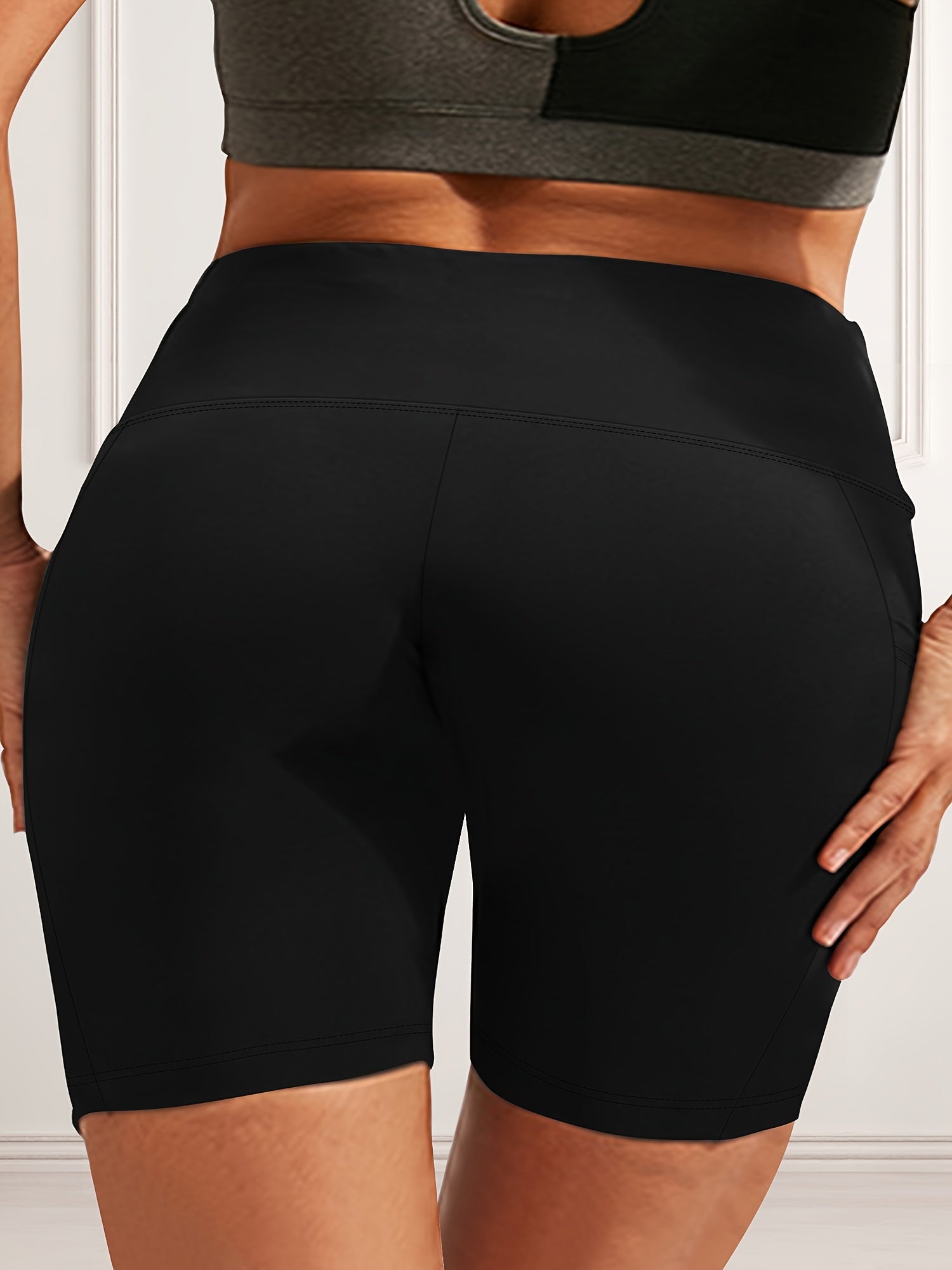 Plus Size High-Waist Stretch Shorts with Pockets Polyester Blend 3-Pack
