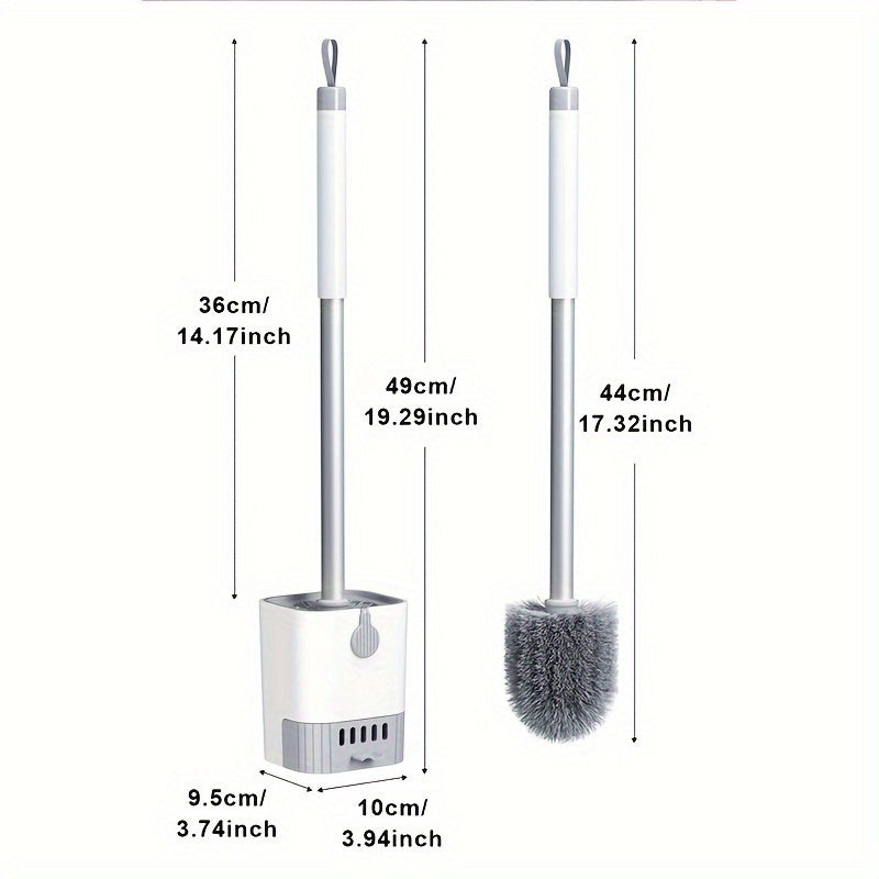 Toilet Brush Set Wall Mount Soft Bristles Long Handle Space-Saving Plastic