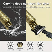 Retro Carved Electric Hair Clipper USB Rechargeable Portable Travel Grooming Tool