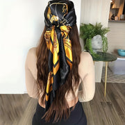 Colorful Block Printed Square Scarf 69.85cm Satin Neck Headscarf for Women