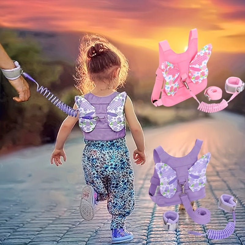 Pet Dog Butterfly Harness Leash and Wrist Link Set Anti-Lost Walking Assistant