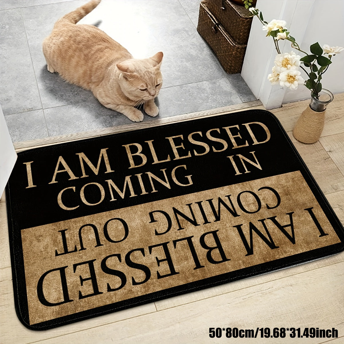 Lettering Doormat 40x60cm Non-Slip Polyester Velvet Soft Durable Entryway Rug