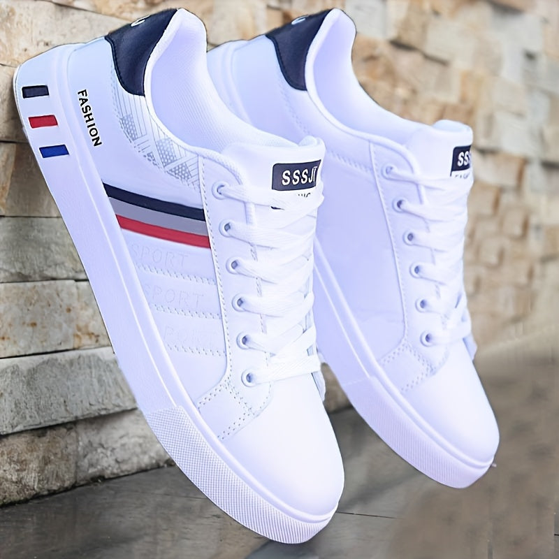 Men's Canvas Skate Shoes Striped Low Top Lace-Up Rubber Sole