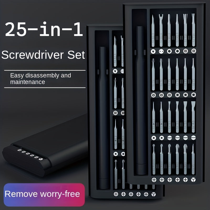 25-in-1 Precision Screwdriver Set for Mobile Phones and Tablets Assorted Bits Durable Plastic Case