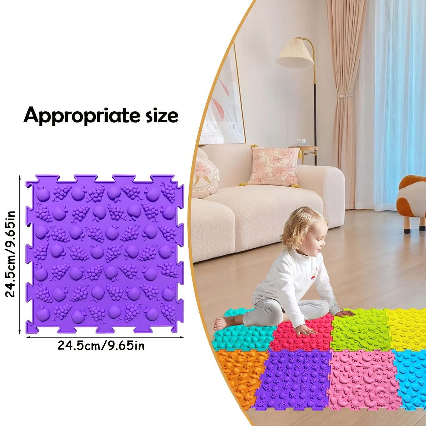 4/8 dona silikon sezgi matlari yoshlar uchun, massaj o'yin mati, o'yin xonasi uchun jigso birlashtiriladigan matlar, tuzilgan sezgi plitalari, ortopedik massaj jumboq pol matlari, sezgi xonasi uchun oyoq matlari