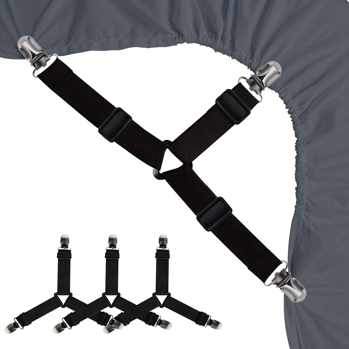 Adjustable Bed Sheet Straps for Secure Fitted Sheets, 4 Pieces