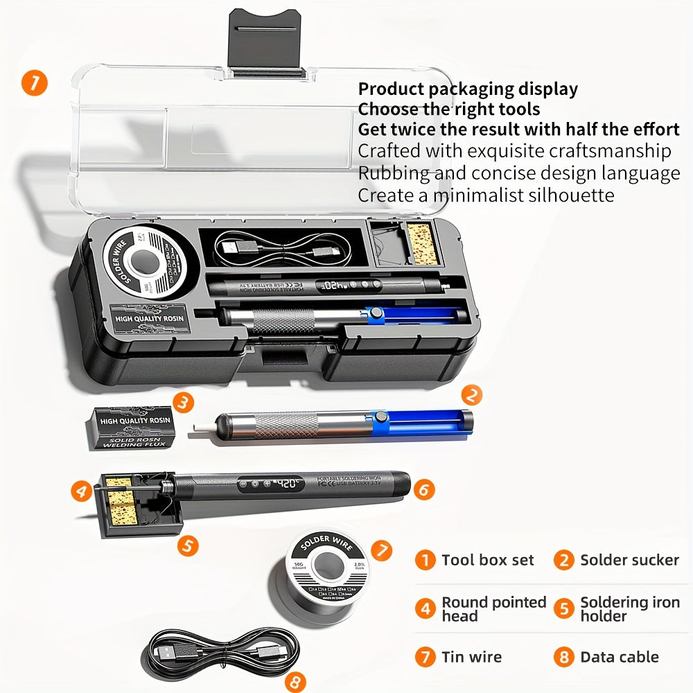 Wireless Soldering Kit with Digital Display USB Rechargeable Battery Multi-Temperature Control