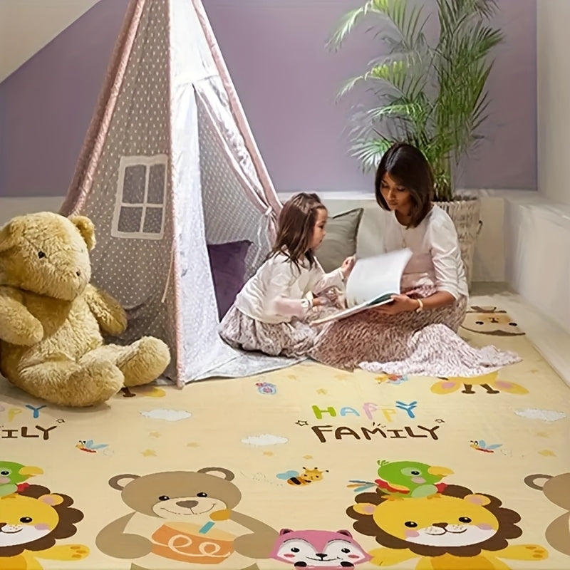 Складной развивающий коврик для малышей с двусторонними мультяшными узорами, водонепроницаемый, нескользящий, портативный для детской комнаты