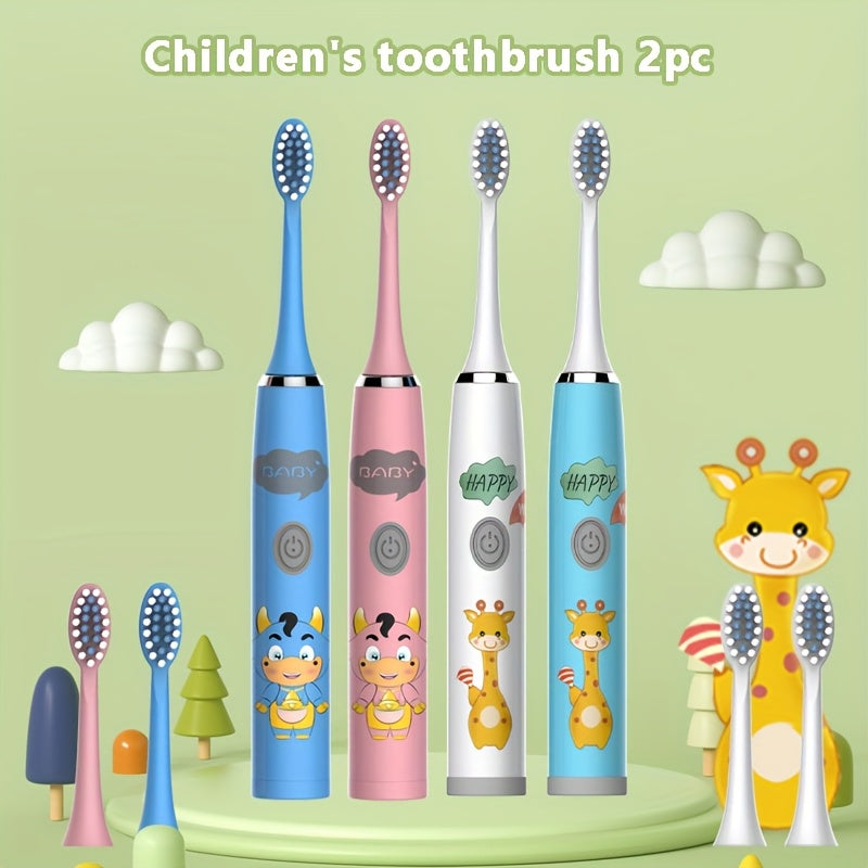 Bolalar multfilmi kiyimidagi kiyik chaqaloq uslubidagi elektr tish cho'tkasi 2 dona IPX7 uzoq batareya