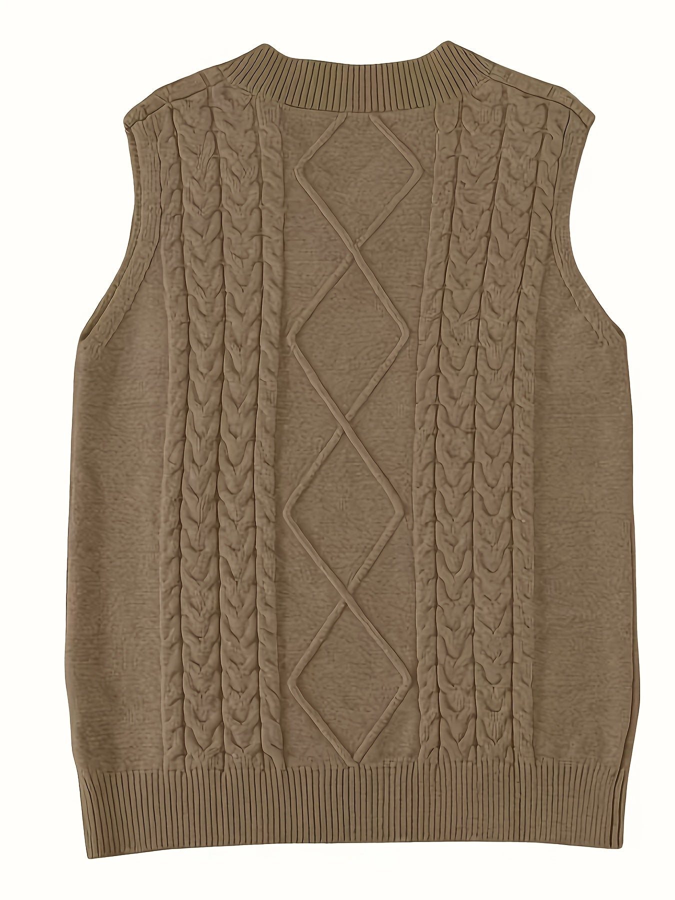 Women's Solid Color V-Neck Vest Polyester Knit Spring Sweater Cardigan