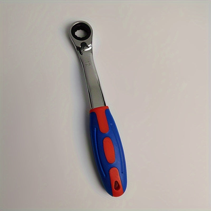 Унисекс пластиковый двухсторонний трещоточный ключ 8-19мм с изогнутой рукояткой