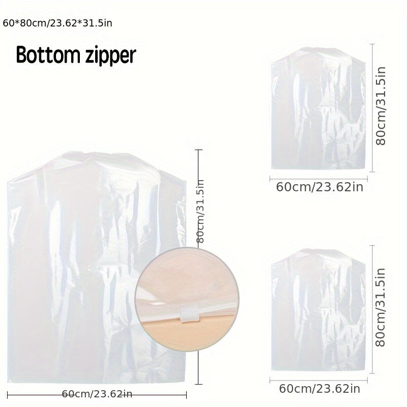 Paquete de 3 bolsas de polvo para ropa no tejida con cremallera para vestidos y trajes