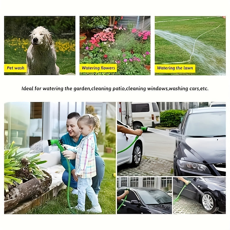 Expandable Green Garden Hose Set 22.86 30.48 38.1 Meters Flexible Retractable High-Pressure Nozzle Connectors