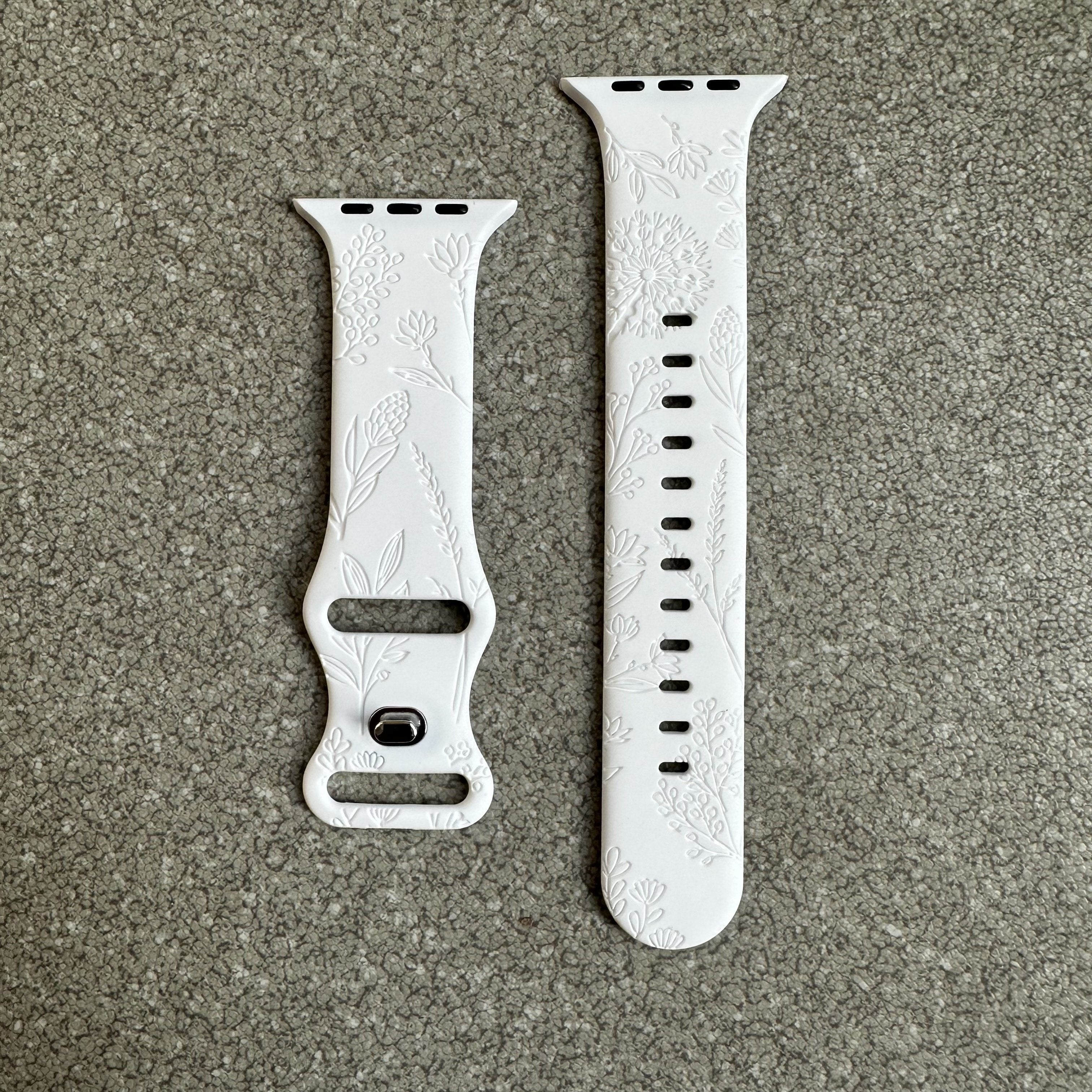 Elegant Floral Silicone Watch Band for Apple Watch Series SE/8/7/6/5/4/3/2/1 Adjustable Skin-Friendly Blue Clasp