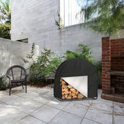 Waterproof Outdoor Log Rack Cover with Zipper and Wind Buckle for Firewood Storage