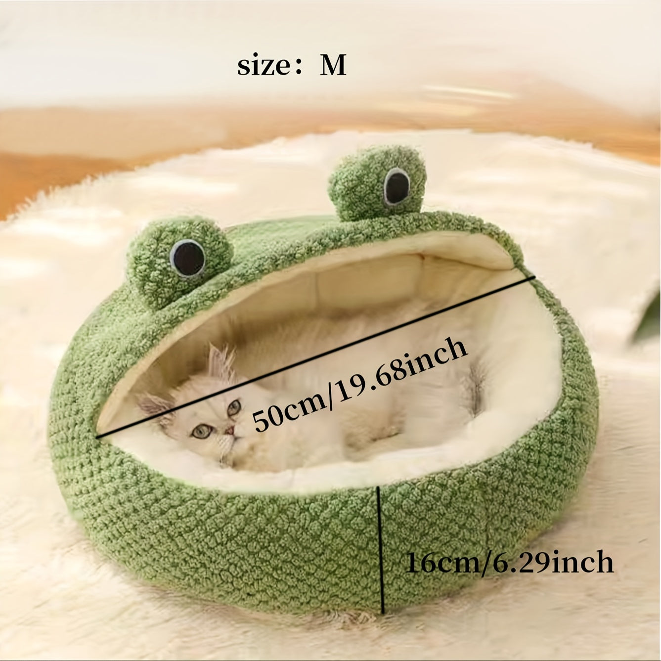 Cozy Frog-Design Cat Bed for Small Cats Polyester Fiber Modern Style