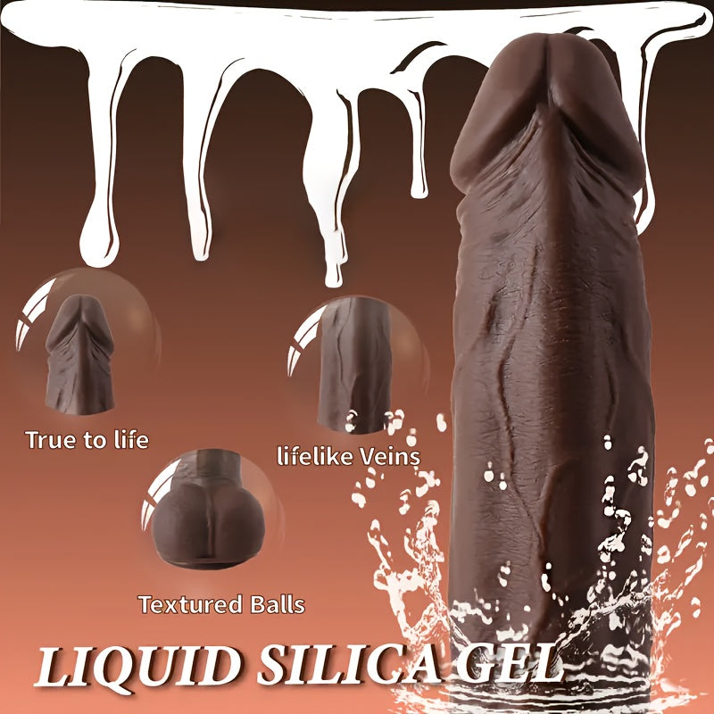 Women Liquid Silicone Vibrator Dildo with Rotating Heating 22.86 cm