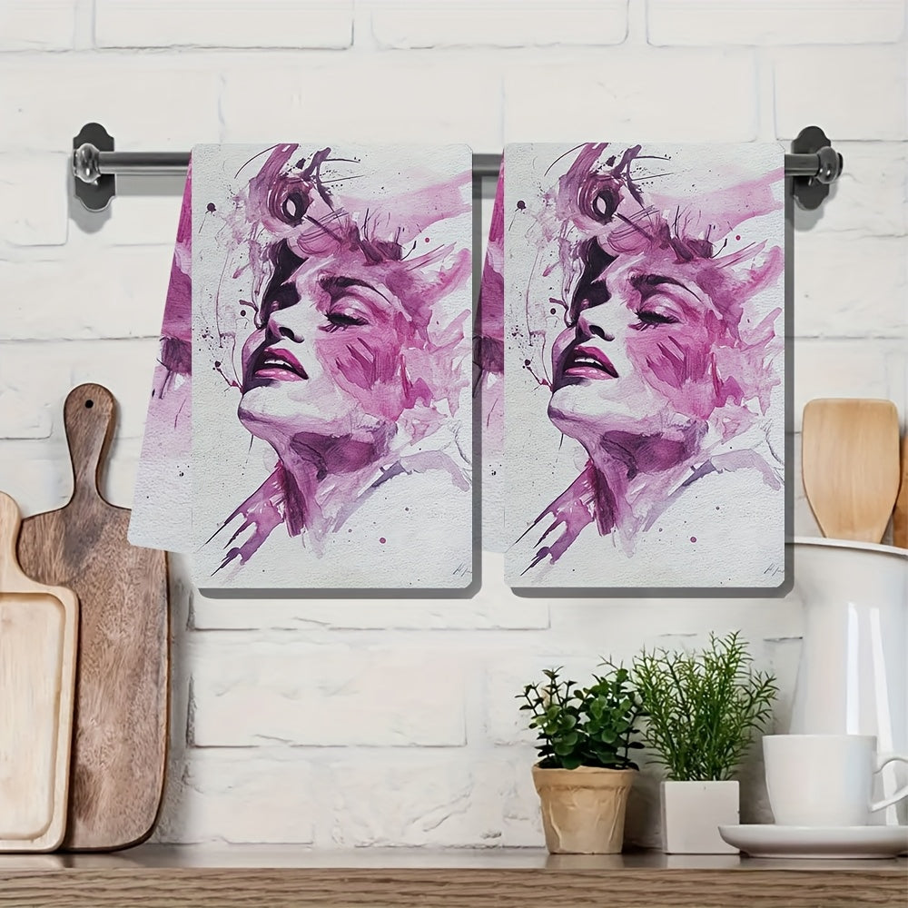 Пара из 2, роскошно мягких кухонных полотенец с изображением Мэрилин Монро в розовом цвете, исключительно впитывающих для посуды и рук, идеально подходящих для праздничного декора, можно стирать в машине, размеры 40.64X60.96 см.