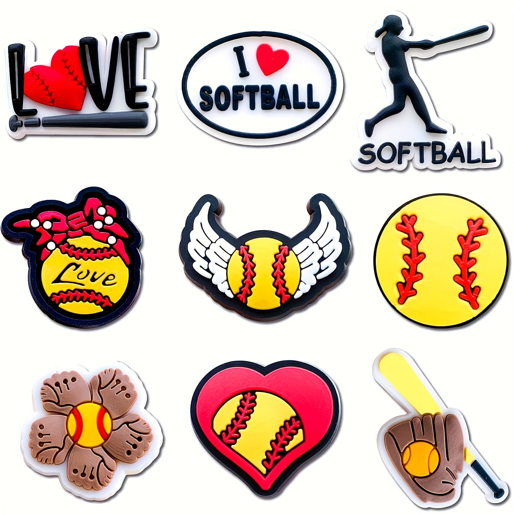 Unisex Softball Shoe Charms for Clog Sandals Sports Balls 6-13 Pcs