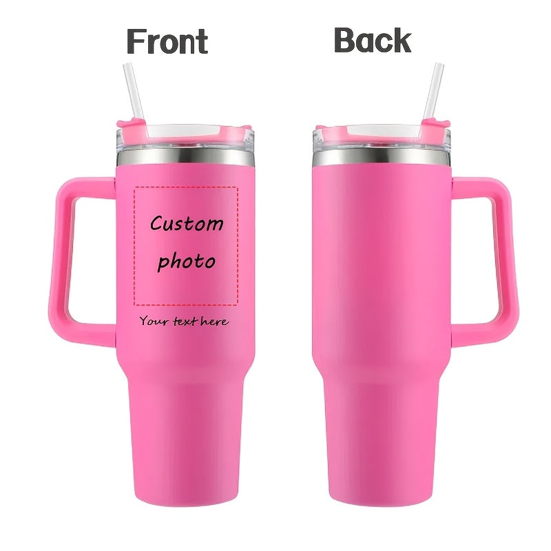 40oz Insulated Stainless Steel Tumbler with Straw and Lid Personalized Coffee Mug Gift