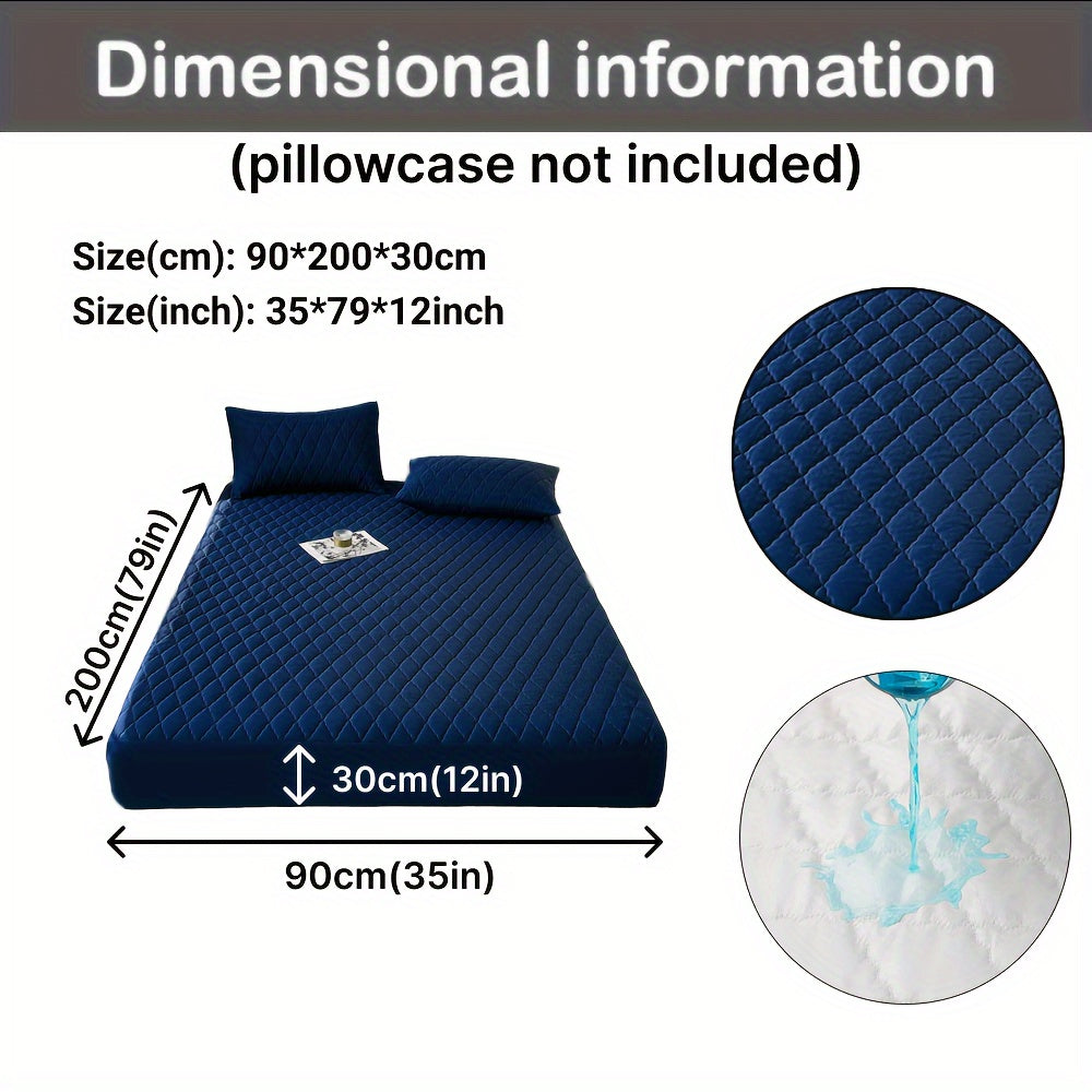 Waterproof Mattress Protector Breathable Dustproof Quilted Bed Cover in White Dark Blue Green Gray