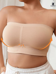 Plus size seamless simsiz sport bra o‘rtacha elastiklikda bej uchun yugurish va mashqlar
