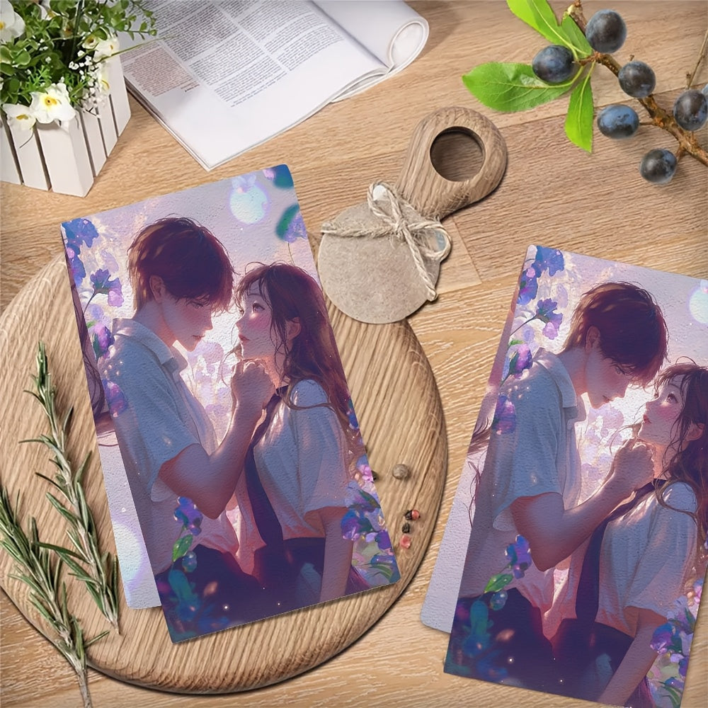 Set of 2 Ultra Soft Kitchen Towels 16x24 Inches Highly Absorbent Dish Hand Towels