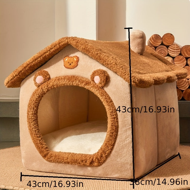 Foldable Washable Pet Bed for Cats and Dogs Lounge Style Polyester Fiber Warm Comfortable