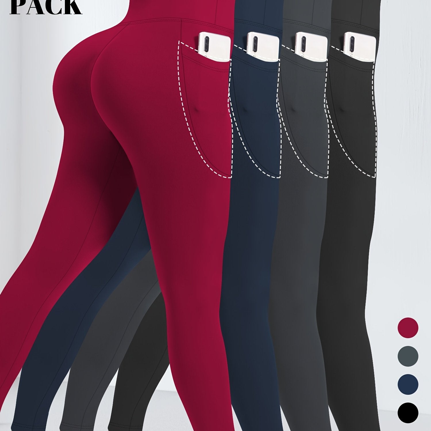 Plus Size Yoga Pants With Pockets High-Waisted Tummy Control Workout Leggings