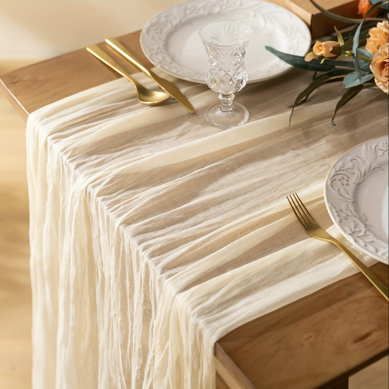 Polyester Crinkle Table Runner for Rustic Wedding Decor