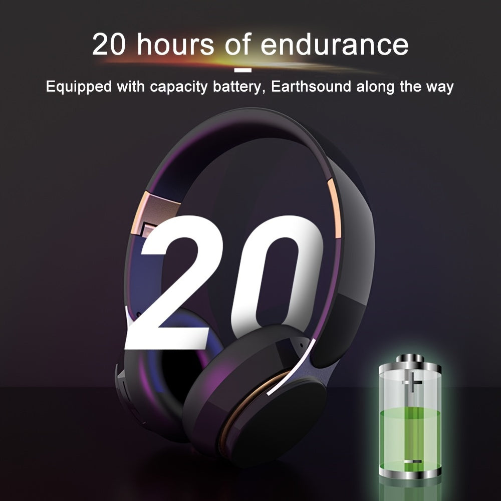 Wireless Over-Ear Headphones with Wireless 5.3, Long Battery Life, HD Sound, Soft Earmuffs, Portable Adjustable Design for Outdoor Sports and Commuting