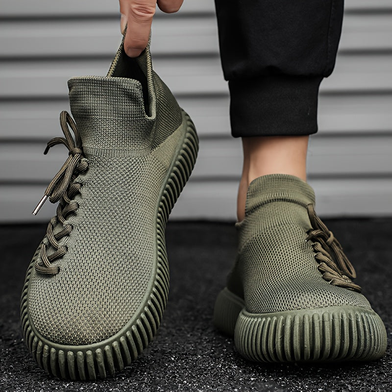 Men's Olive Green Slip-On Shoes Breathable Fabric EVA Sole All-Season