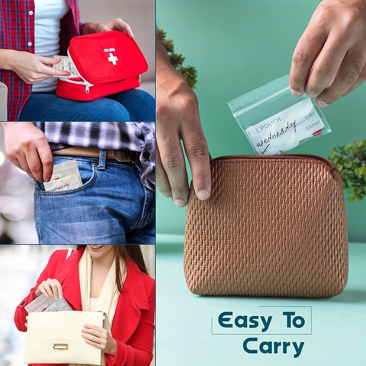 Bolsas organizadoras de pastillas sin BPA, tamaño de viaje, con cierre zip transparente, etiquetas para escribir, 120-500 piezas