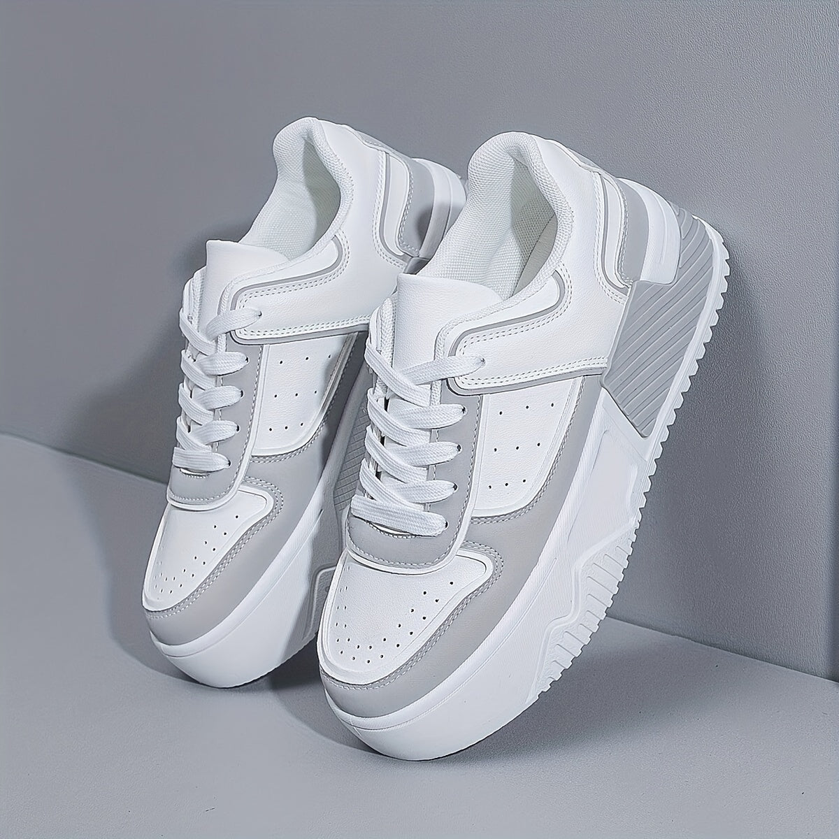 Women’s Fashion Sneakers Women’s Casual Lace-Up Sports Shoes with Wedge Heel