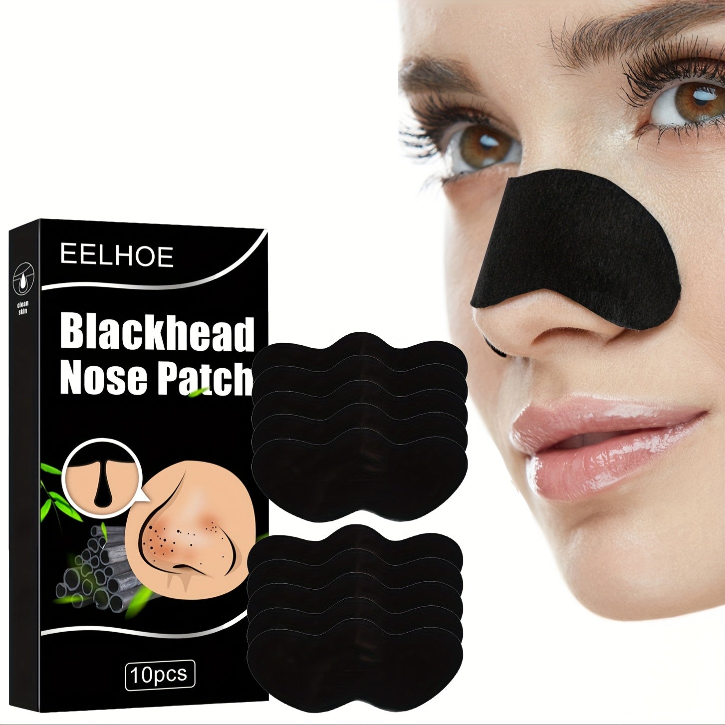 Unisex Bamboo Charcoal Nose Mask Deep Cleansing 10 Pack
