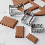 Set of 3 Stainless Steel Cookie Cutters Zigzag Rectangle Heart Baking Tools