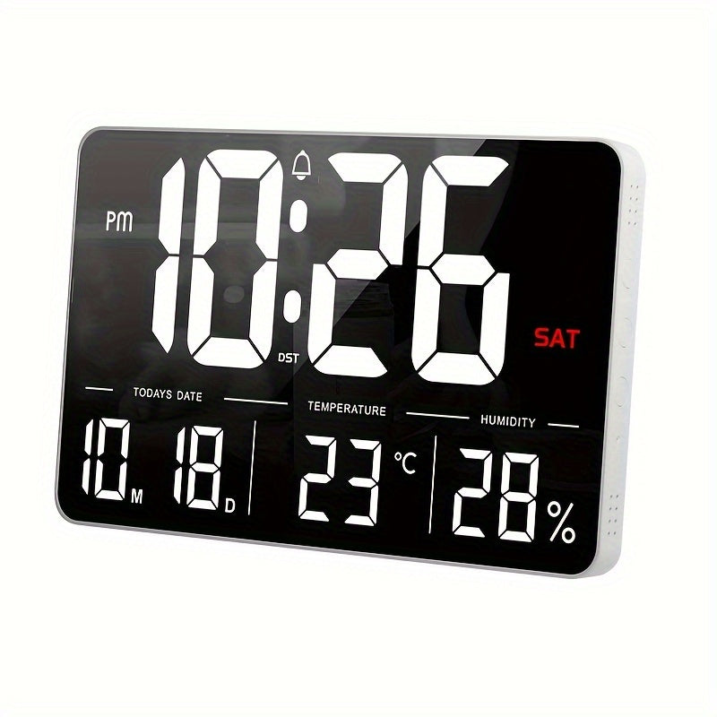 Digital Wall Clock 33.27cm with Remote Control, Adjustable Brightness, Calendar